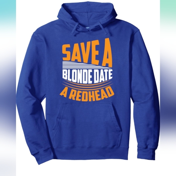 Funny Redhead Ginger Designs Save A Blonde Date A Redhead Pullover Hoodie L EUC - Picture 3 of 10
